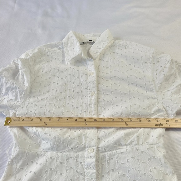 Zara White Eyelet Midi Dress button front size M - Picture 5 of 12